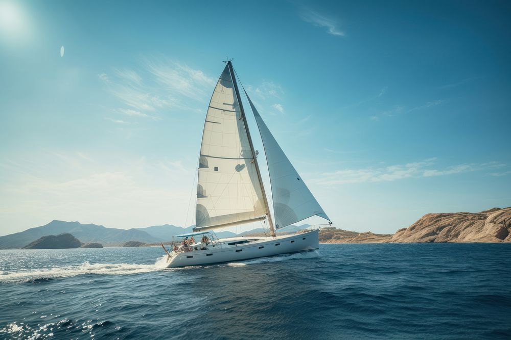 Sailing yacht sailboat vehicle. AI generated Image by rawpixel.
