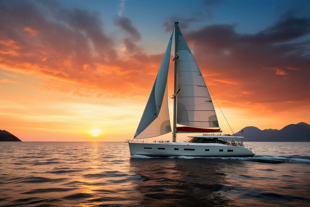 Sailing yacht sailboat outdoors. AI generated Image by rawpixel.