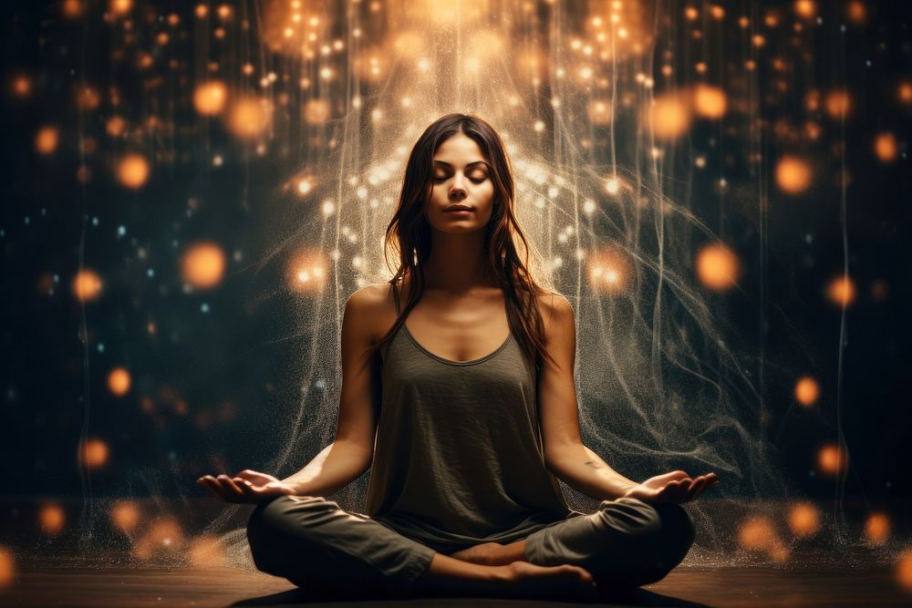 Magic meditating light adult. AI generated Image by rawpixel.