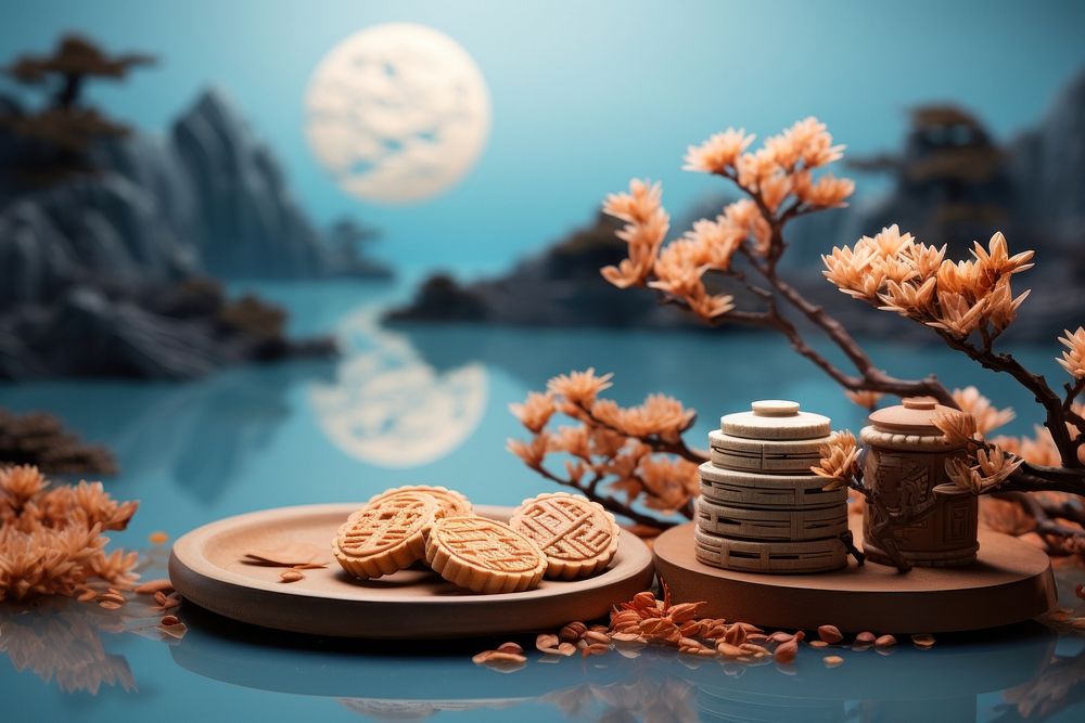 Mooncakes food moon confectionery. AI generated Image by rawpixel.