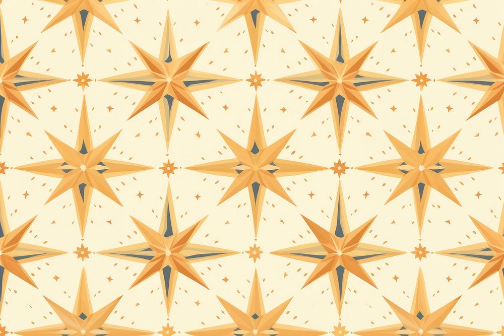 Yellow vintage star pattern kaleidoscope backgrounds repetition. AI generated Image by rawpixel.