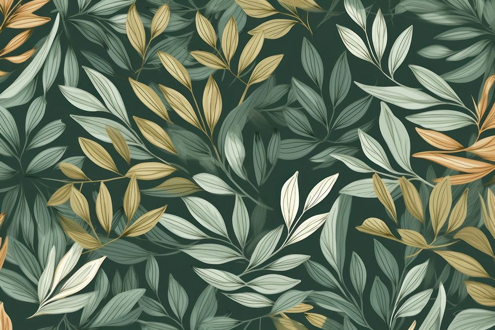 Green vintage leave pattern plant backgrounds wallpaper. AI generated Image by rawpixel.