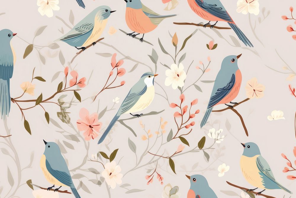Pastel vintage bird pattern animal backgrounds creativity. AI generated Image by rawpixel.