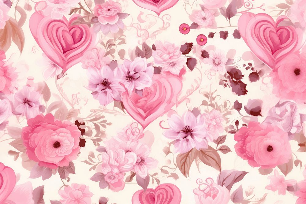 Pink vintage valentine pattern flower petal plant. AI generated Image by rawpixel.