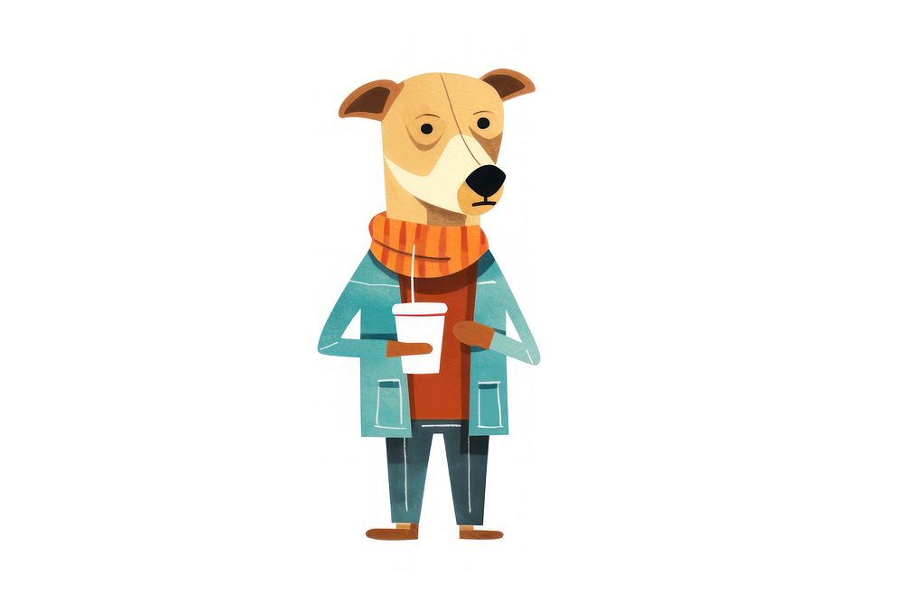 Dog holding coffee cup. AI generated Image by rawpixel.