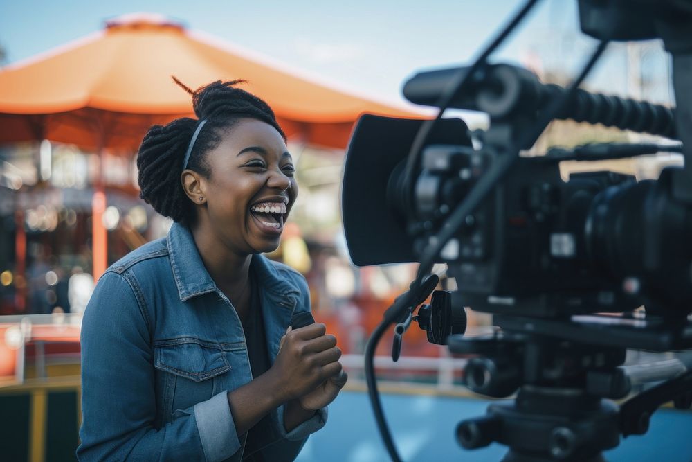 Black camera operator smile filming | Premium Photo - rawpixel