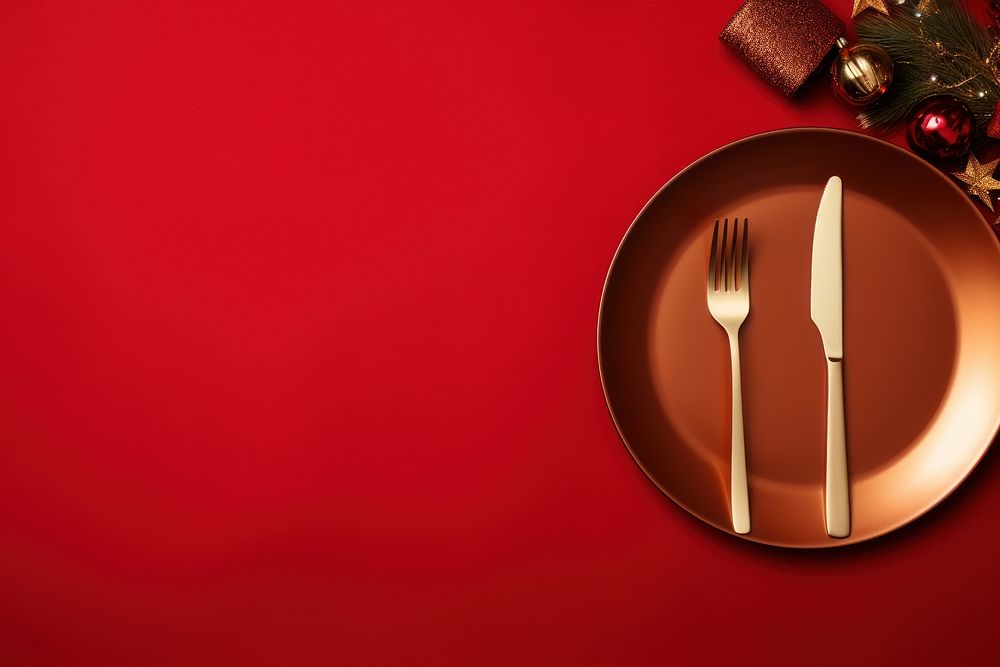 Plate christmas setting cutlery. AI generated Image by rawpixel.