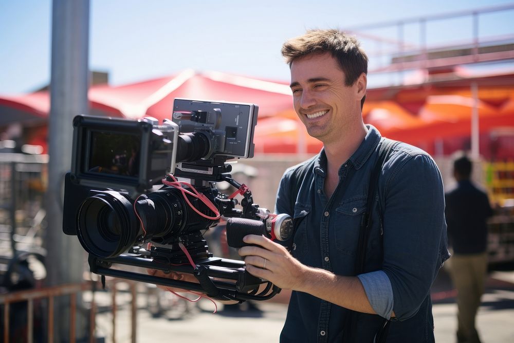 Camera operator filming smile adult. AI generated Image by rawpixel.