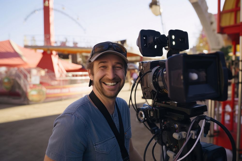 Camera operator portrait filming smile. AI generated Image by rawpixel.