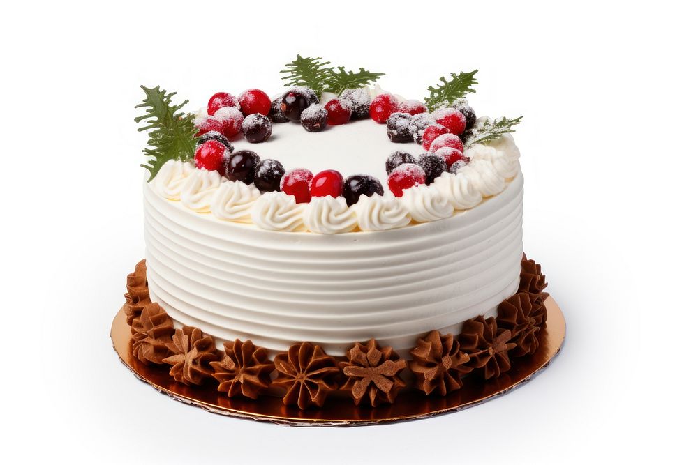Christmas cake dessert cream food. AI generated Image by rawpixel.