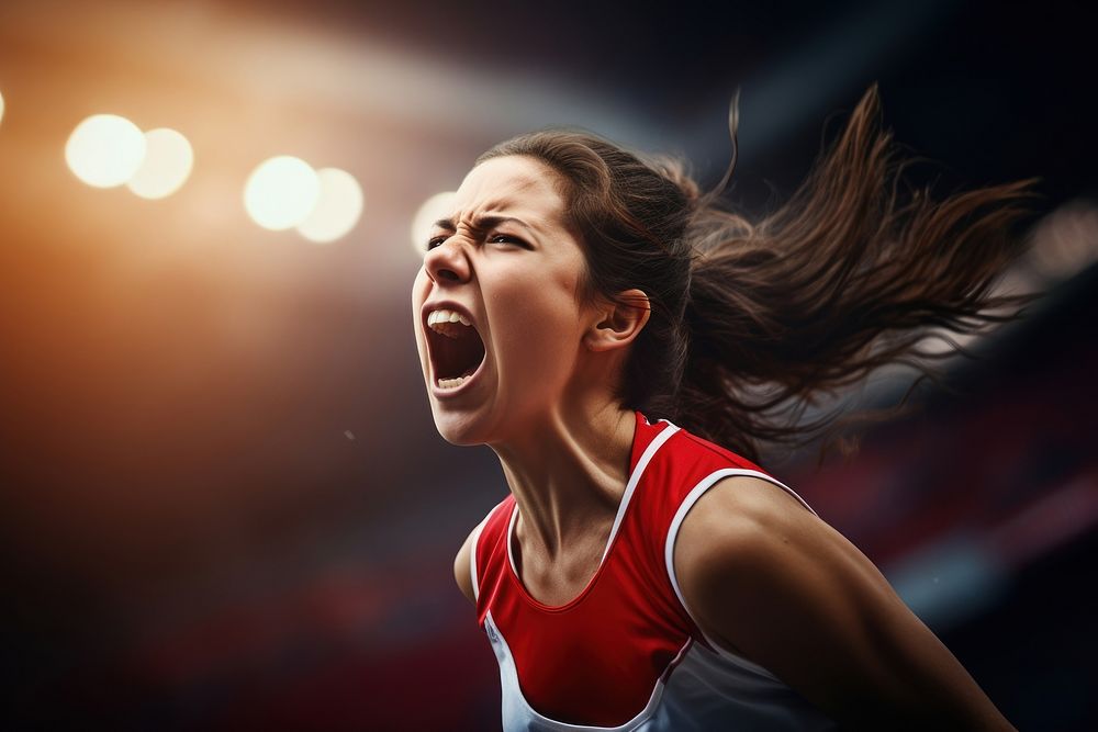 Female white athlete shouting sports determination. AI generated Image by rawpixel.