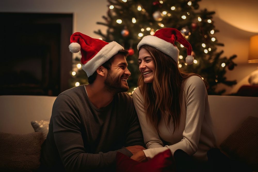 Christmas laughing adult happy. AI generated Image by rawpixel.