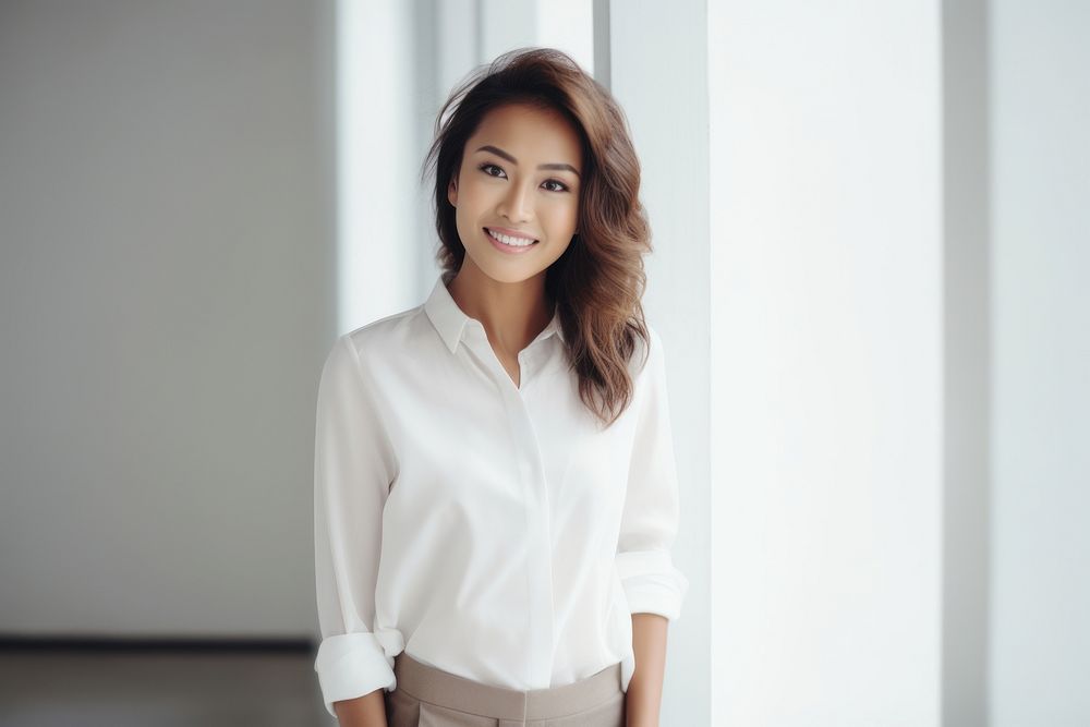 South east asian businesswoman blouse smile happy. AI generated Image by rawpixel.