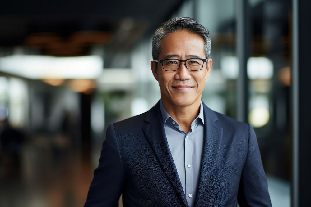 South east asian businessman portrait glasses adult. AI generated Image by rawpixel.