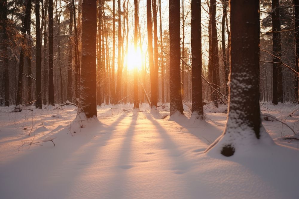 Light snow sun landscape. AI generated Image by rawpixel.
