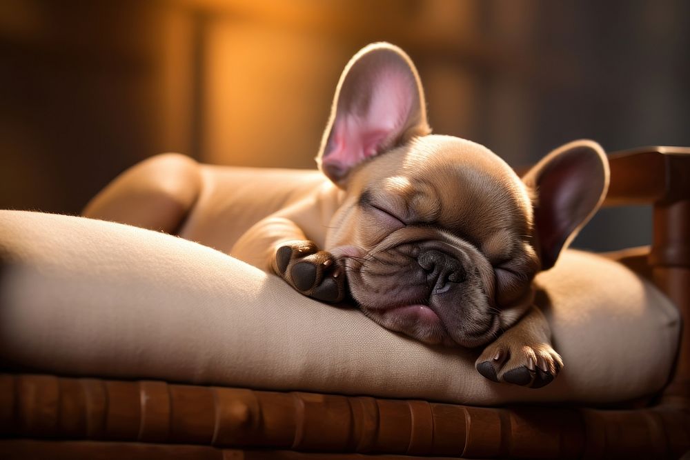 Sleeping french bulldog animal mammal puppy. AI generated Image by rawpixel.