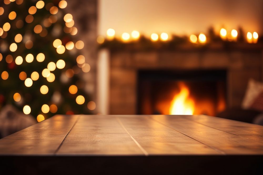 Fireplace christmas hearth table. AI generated Image by rawpixel.
