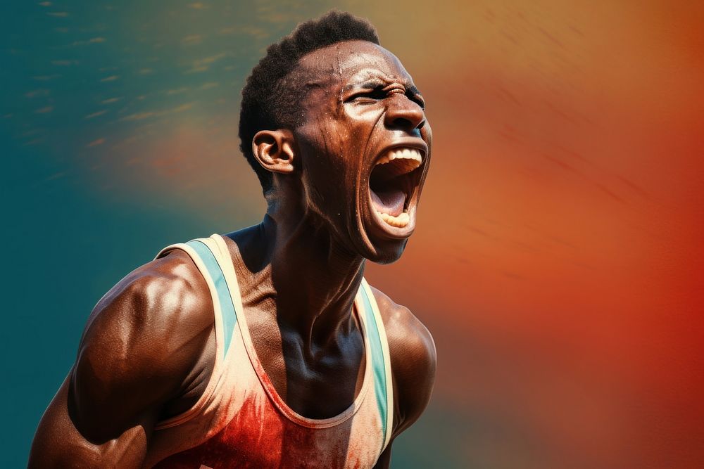 African athlete shouting sports adult determination. AI generated Image by rawpixel.