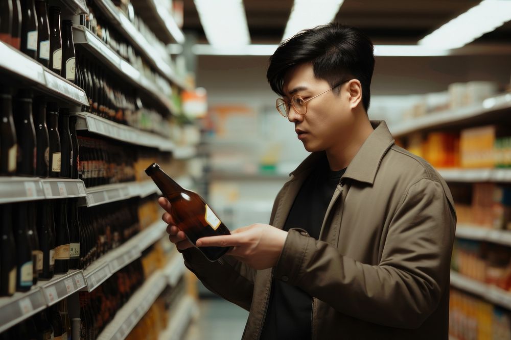 Supermarket bottle shopping choosing. AI generated Image by rawpixel.