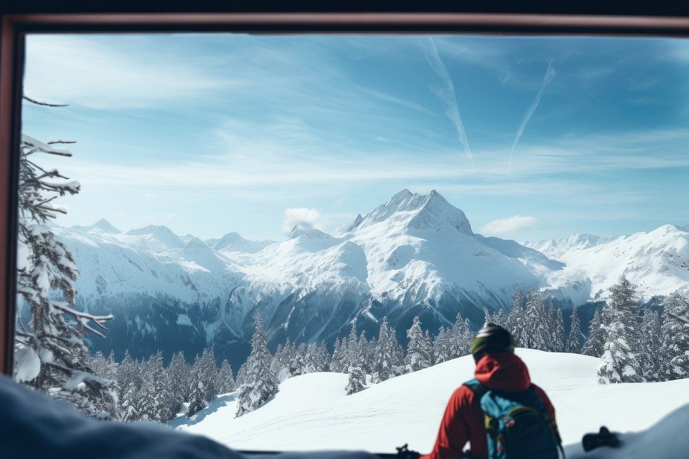 Mountain skiing sports snow. AI generated Image by rawpixel.