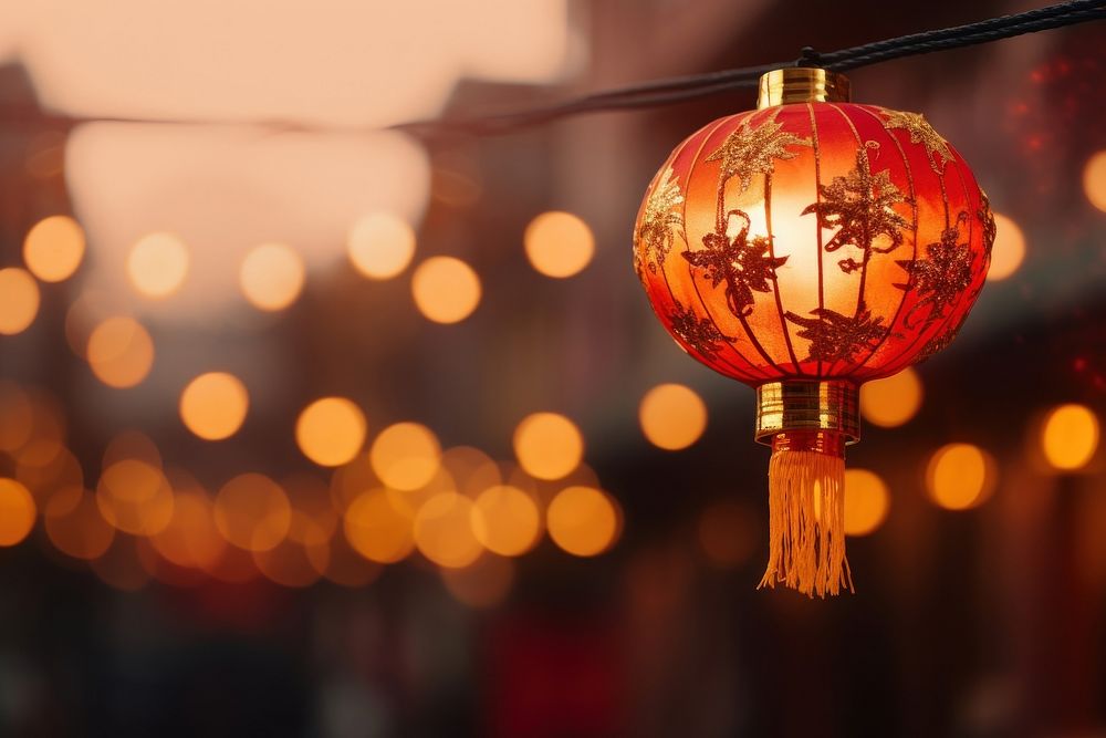 Chinese new year lantern festival red architecture. AI generated Image by rawpixel.