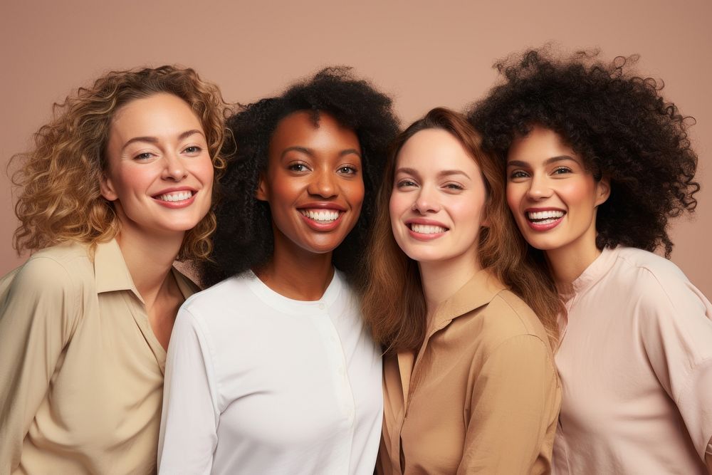 Diversity four women laughing adult smile. AI generated Image by rawpixel.