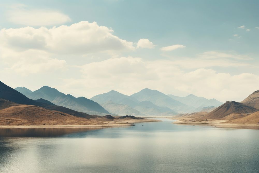 Mountains landscape lake outdoors. AI generated Image by rawpixel.