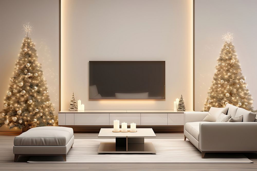 Christmas architecture furniture sofa. AI generated Image by rawpixel.
