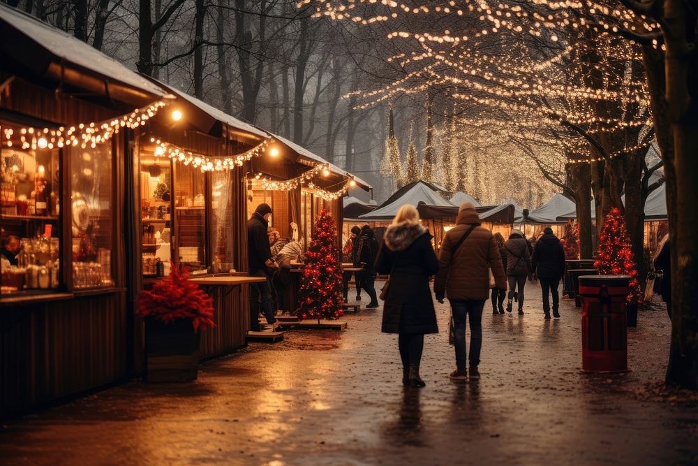 Christmas holiday walking street. AI generated Image by rawpixel.