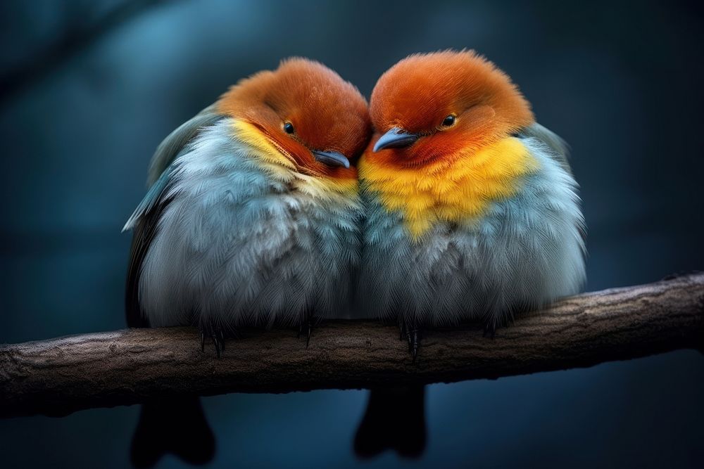 Sleeping lov birds animal beak wildlife. 