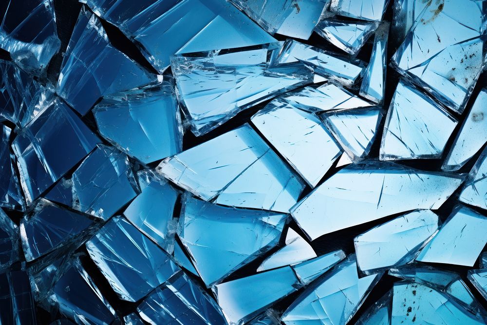Broken glass texture broken blue backgrounds. AI generated Image by rawpixel.
