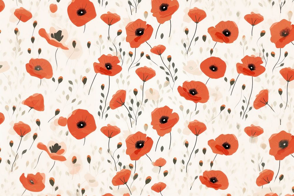Poppy flower backgrounds wallpaper pattern. AI generated Image by rawpixel.