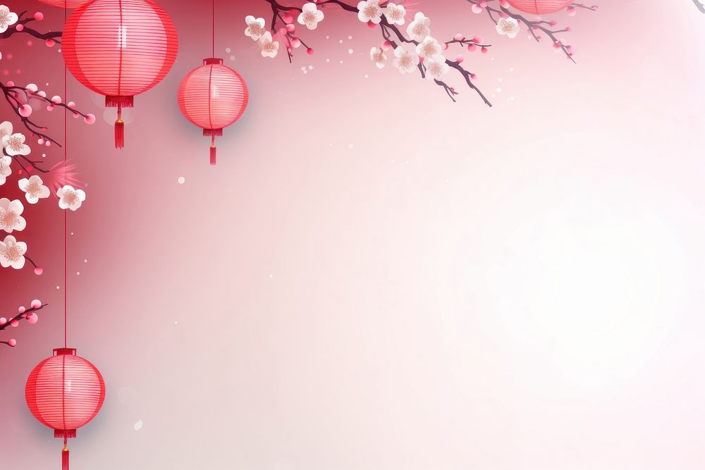 Chinese New Year blossom backgrounds lantern. AI generated Image by rawpixel.