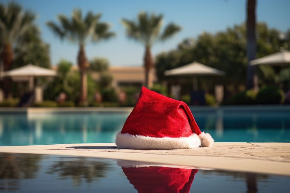 Christmas hat christmas outdoors summer. AI generated Image by rawpixel.