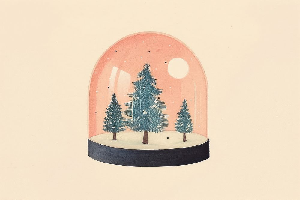 Snow globe inside has pine tree christmas plant fir. AI generated Image by rawpixel.