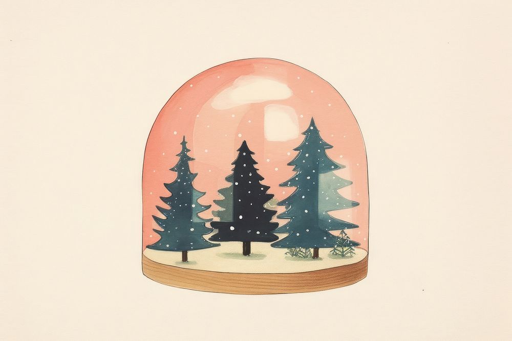 Snow globe inside has pine tree art creativity decoration. AI generated Image by rawpixel.