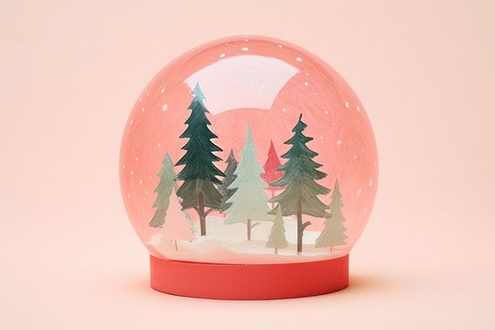 Snow globe inside has pine tree christmas art celebration. AI generated Image by rawpixel.