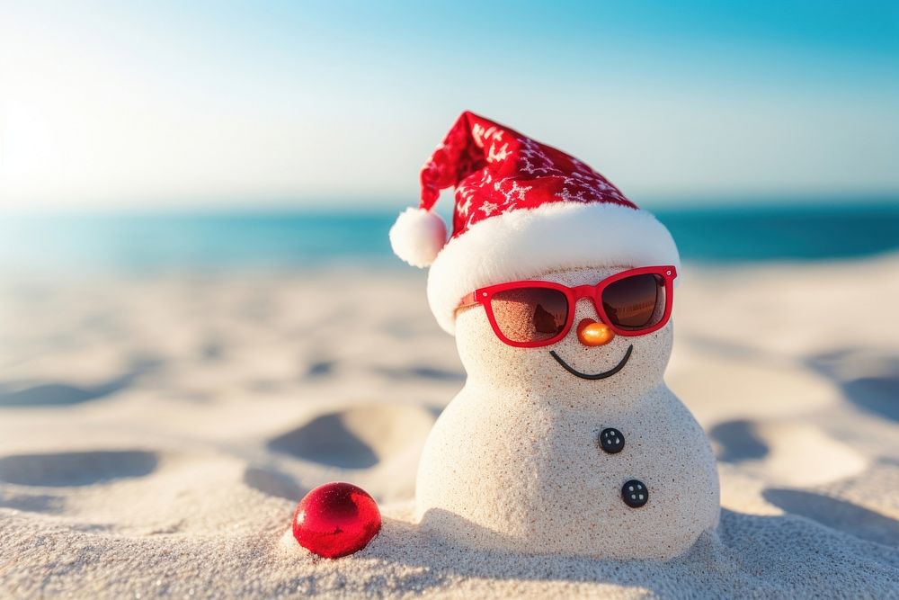 Sandy christmas snowman glasses sunglasses outdoors. AI generated Image by rawpixel.