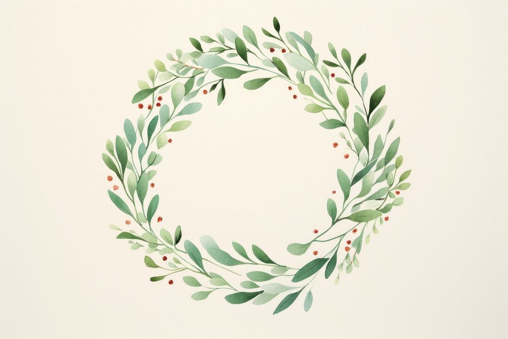 Mistletoe wreath pattern plant art. AI generated Image by rawpixel.