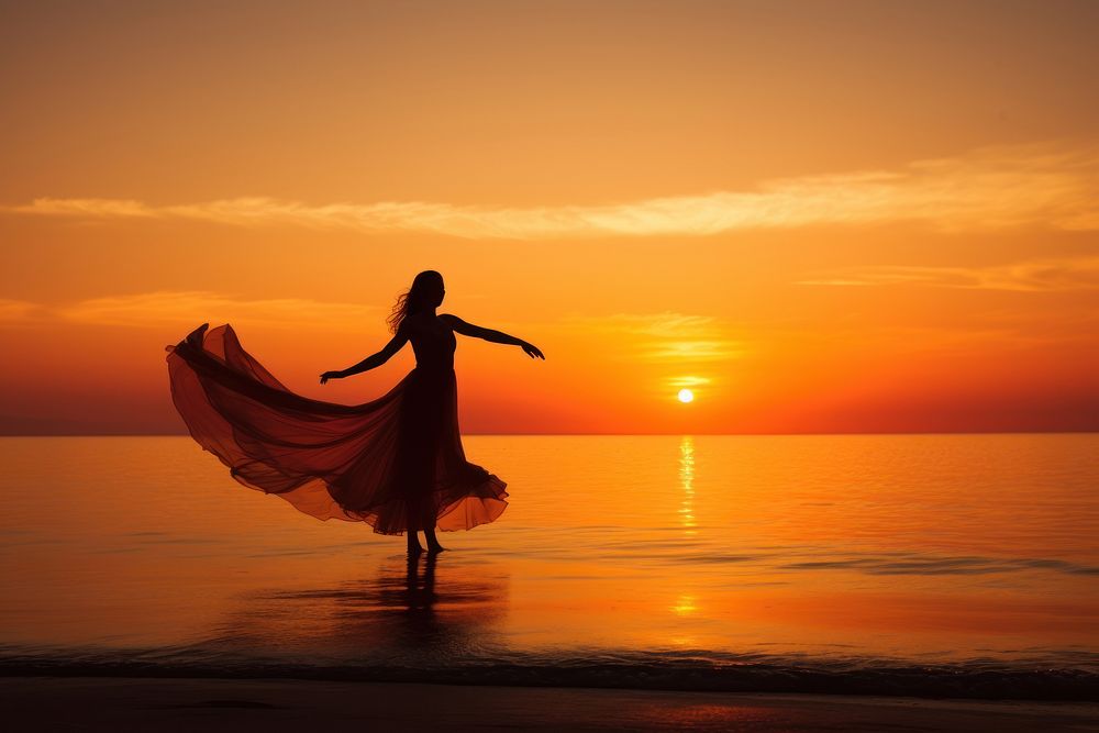 Beach silhouette outdoors dancing. AI | Premium Photo - rawpixel