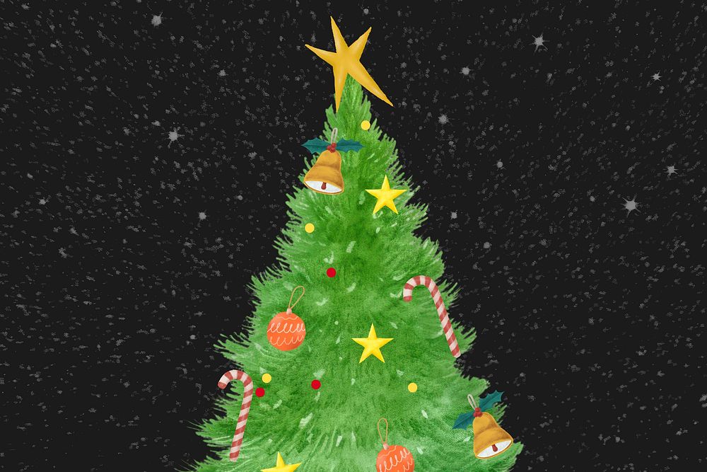 Christmas tree & night sky illustration
