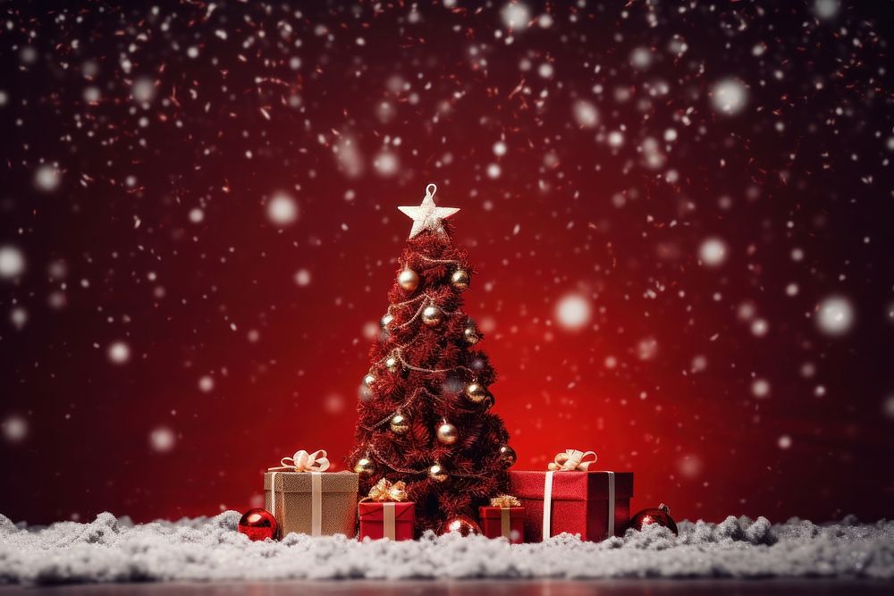 Merry christmas outdoors night red. AI generated Image by rawpixel.