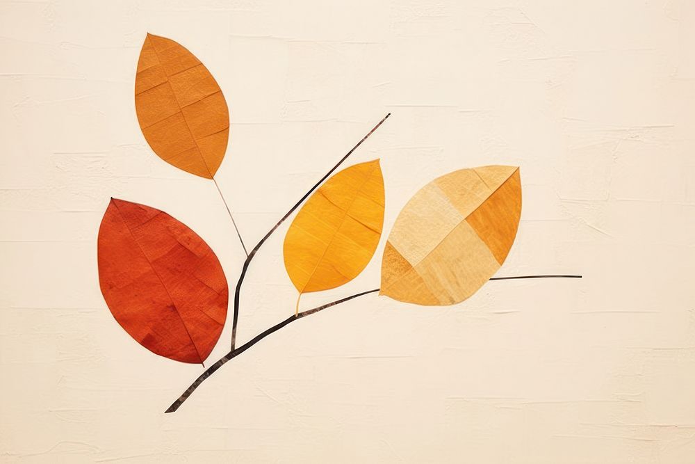 Minimal autumn art plant leaf.