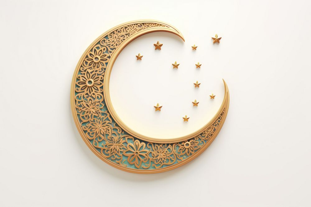 Waning crescent pattern jewelry gold. AI generated Image by rawpixel.