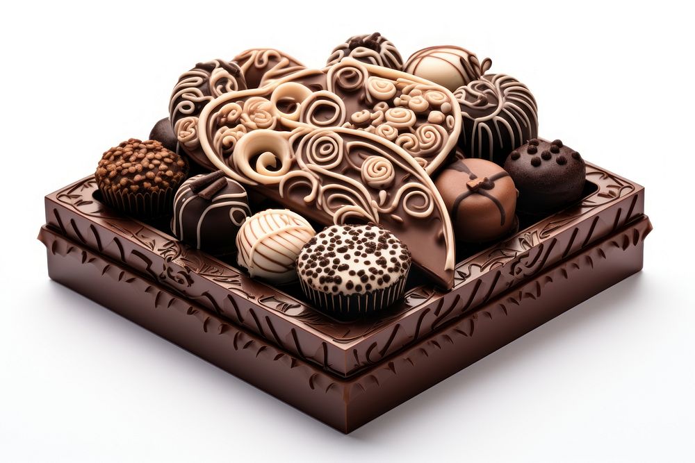 A fancy chocolate box dessert food white background. AI generated Image by rawpixel.