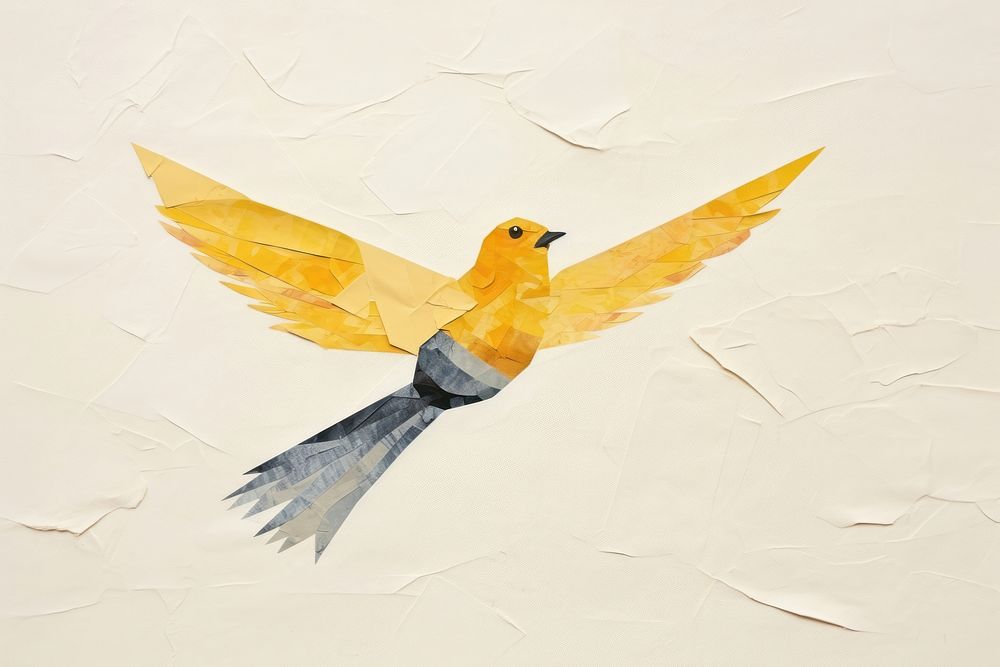 Bird flying painting animal yellow. AI generated Image by rawpixel.