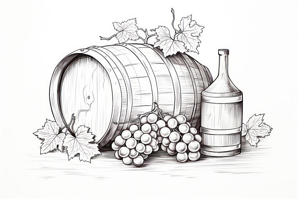 Drawing sketch barrel grape. AI generated Image by rawpixel.