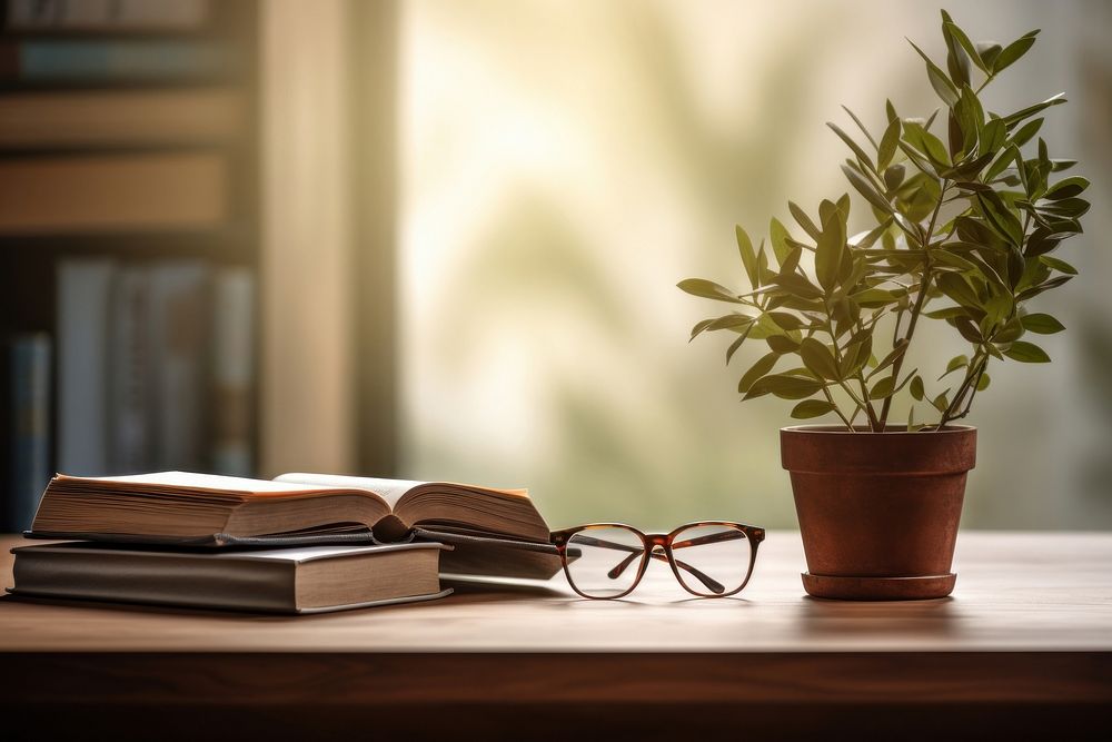 Plant book publication glasses. AI generated Image by rawpixel.
