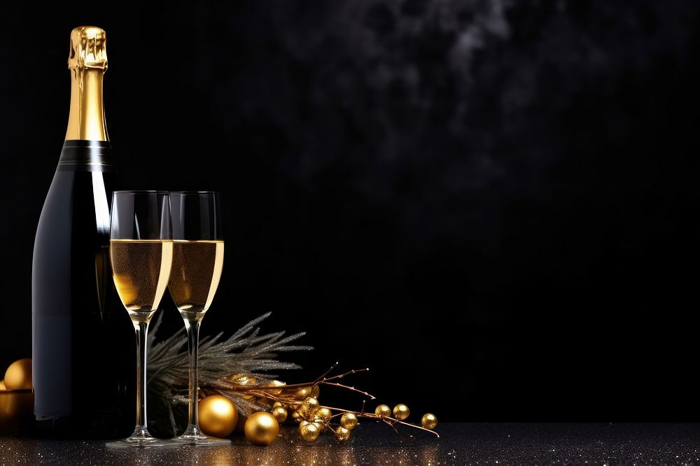New year bottle glass drink. AI generated Image by rawpixel.