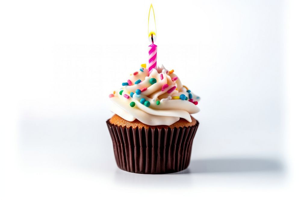 Birthday cupcake sprinkles dessert icing. AI generated Image by rawpixel.